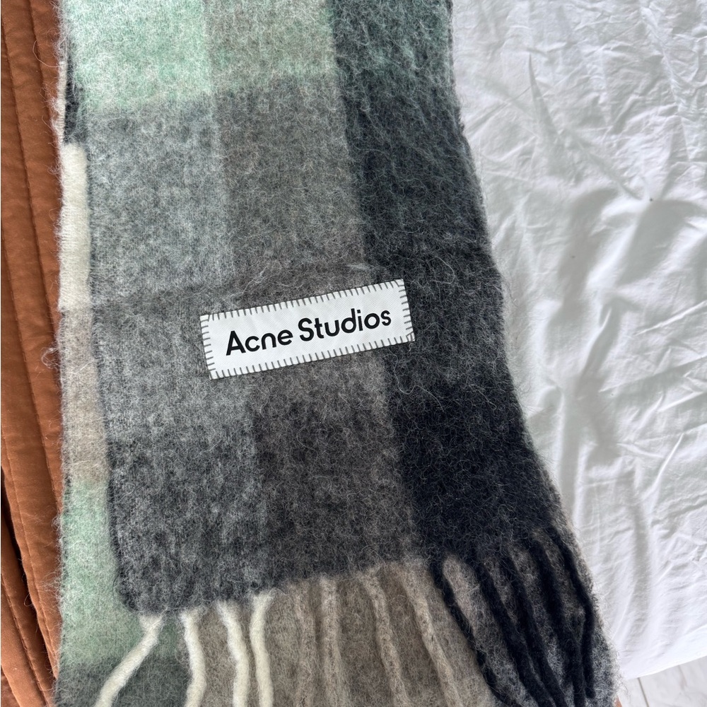 Acne Studios Green and Gray Wool Scarf